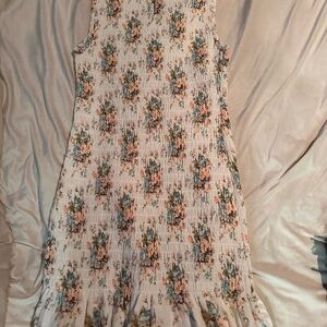 American Eagle Outfitters Floral Midi Dress - White and Blue